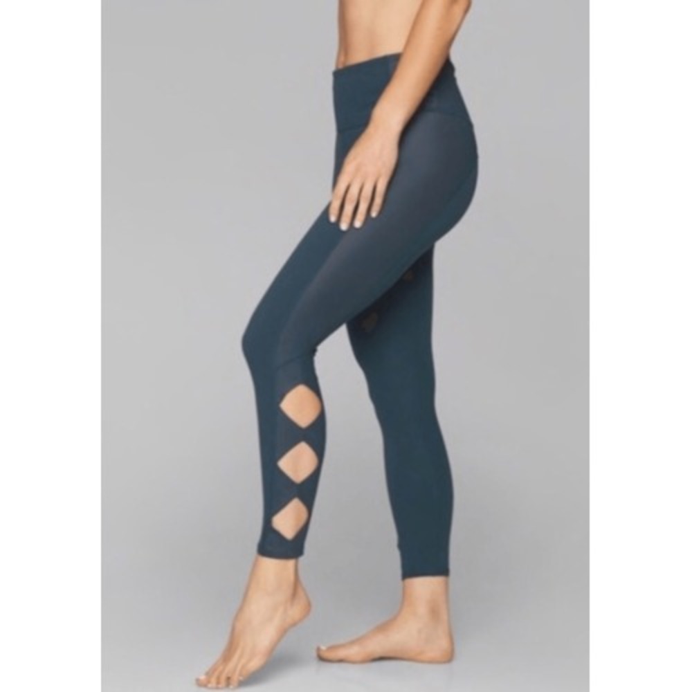 Athleta Leggings Cobra Keyhole Leg Cutout Women Small Teal Green Ankle High Rise